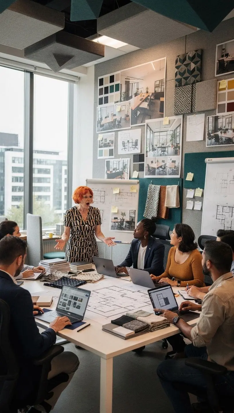 A cozy break area with comfortable seating and greenery, promoting relaxation and informal meetings.